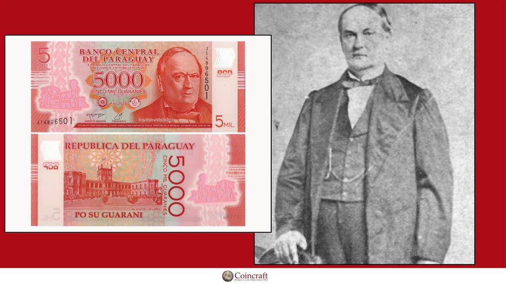 Paraguay Guaranies Honurs Don Carlos Antonio Lopez (First President of Paraguay) - Coincraft